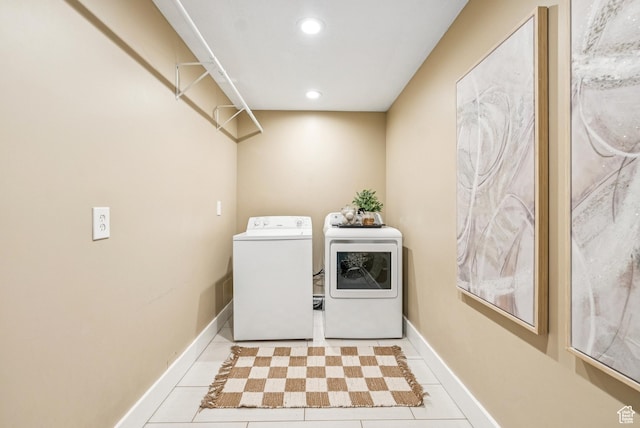 8816 S Alpen Way E, Cottonwood Heights, UT 84121 - laundry area featuring independent washer and dryer, tile patterned floors, and recessed lighting