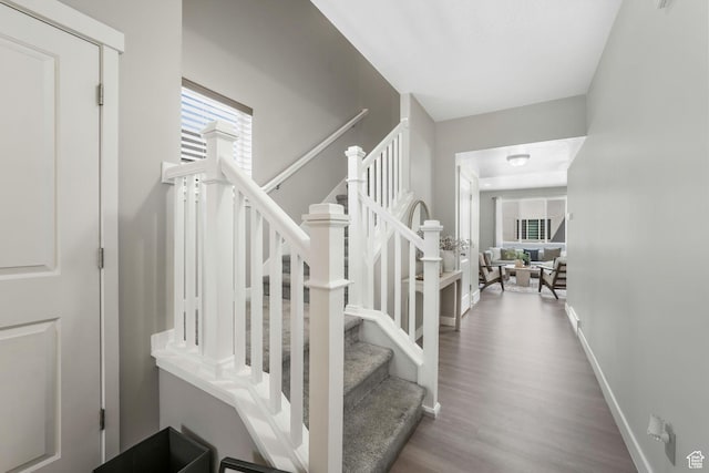 1666 W Rockaway Ln, West Jordan, UT 84084 - stairway featuring wood finished floors and baseboards