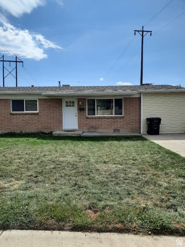 1018 E 40 N, Springville, UT 84663 - ranch-style home featuring a front yard, brick siding, and crawl space