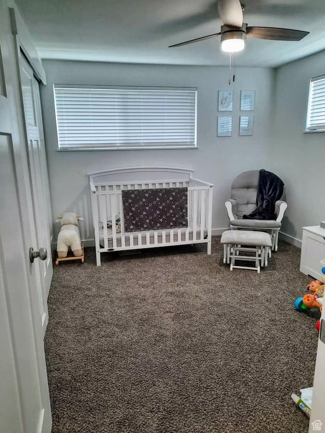 1018 E 40 N, Springville, UT 84663 - bedroom with a nursery area, carpet, and a ceiling fan