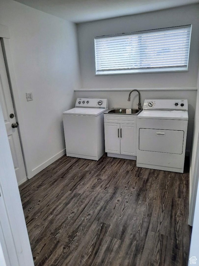1018 E 40 N, Springville, UT 84663 - washroom with washing machine and dryer, dark wood-style flooring, and cabinet space