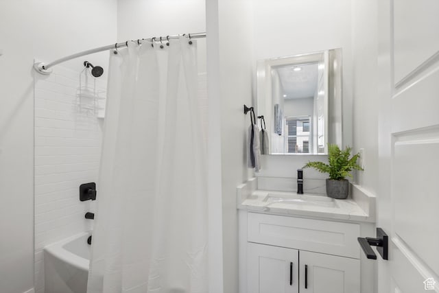3547 N Creekside Way, Eden, UT 84310 - bathroom featuring vanity and shower / bath combo with shower curtain