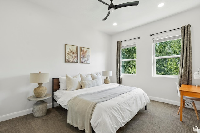 3547 N Creekside Way, Eden, UT 84310 - bedroom featuring carpet floors, recessed lighting, and ceiling fan