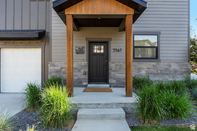 3547 N Creekside Way, Eden, UT 84310 - view of exterior entry featuring stone siding and board and batten siding