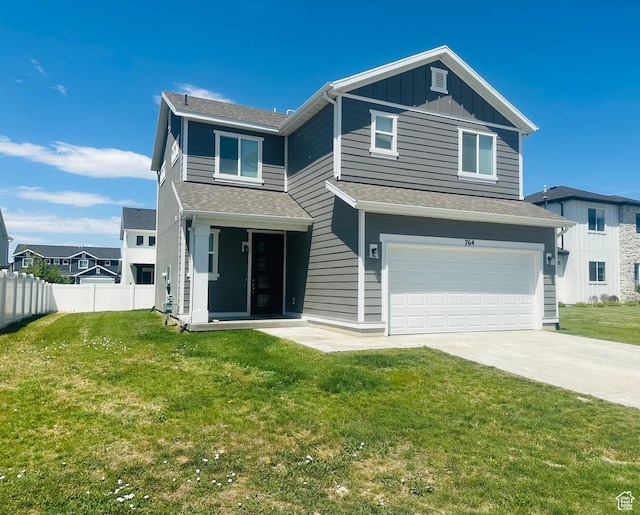 764 S 290 W, American Fork, UT 84003 - view of front of house with board and batten siding, a garage, driveway, and roof with shingles