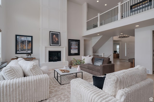 1914 E 540 S, Heber City, UT 84032 - living area with a high ceiling, light wood-style floors, and recessed lighting