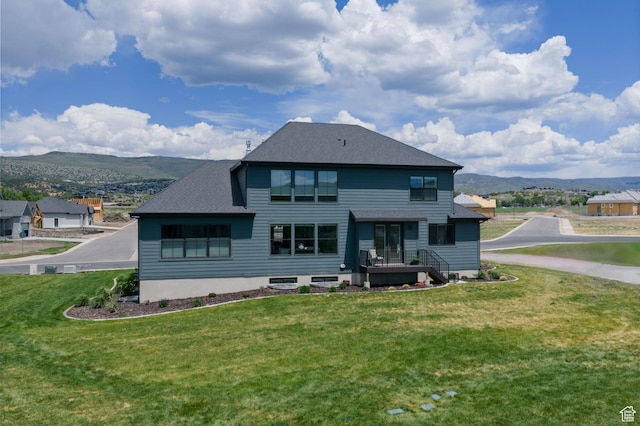 1914 E 540 S, Heber City, UT 84032 - back of property with a mountain view, a yard, and roof with shingles