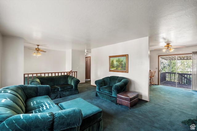 5374 S 5700 W, Hooper, UT 84315 - living area featuring a ceiling fan, carpet, and a textured ceiling