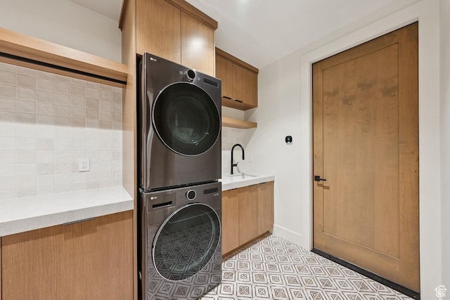 1404 W Ursa Way, Heber City, UT 84032 - laundry room with stacked washer / dryer and cabinet space