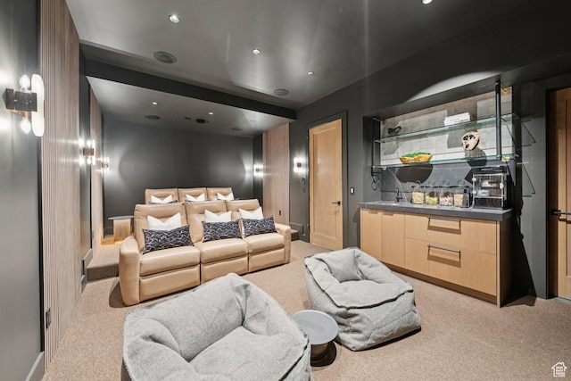 1404 W Ursa Way, Heber City, UT 84032 - cinema featuring light carpet, recessed lighting, and bar with sink