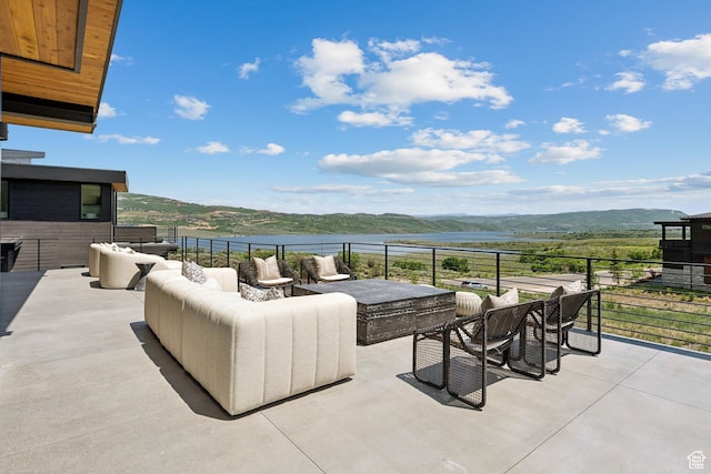 1404 W Ursa Way, Heber City, UT 84032 - view of patio featuring an outdoor living space and a mountain view
