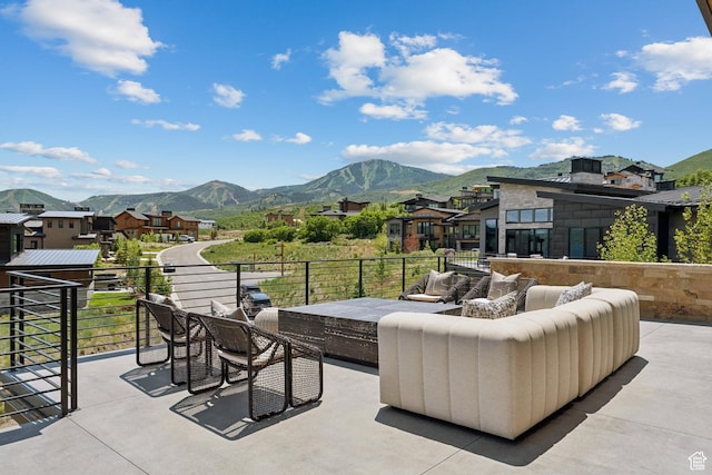1404 W Ursa Way, Heber City, UT 84032 - view of patio / terrace with an outdoor living space, a mountain view, and a residential view