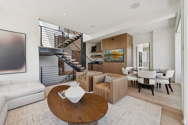 1404 W Ursa Way, Heber City, UT 84032 - living room featuring light wood finished floors and stairs