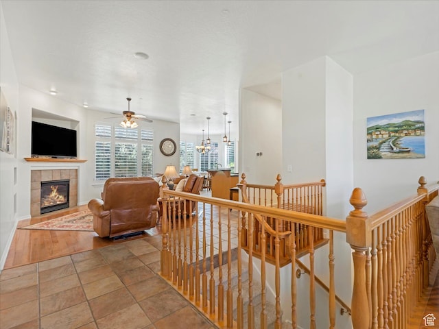 1639 E Lone Oak Dr, Draper, UT 84020 - hall with an upstairs landing and a chandelier