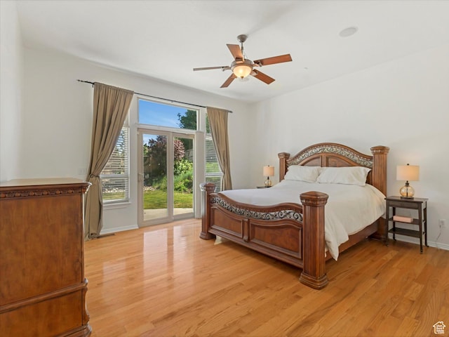 1639 E Lone Oak Dr, Draper, UT 84020 - bedroom featuring access to outside, light wood finished floors, and ceiling fan