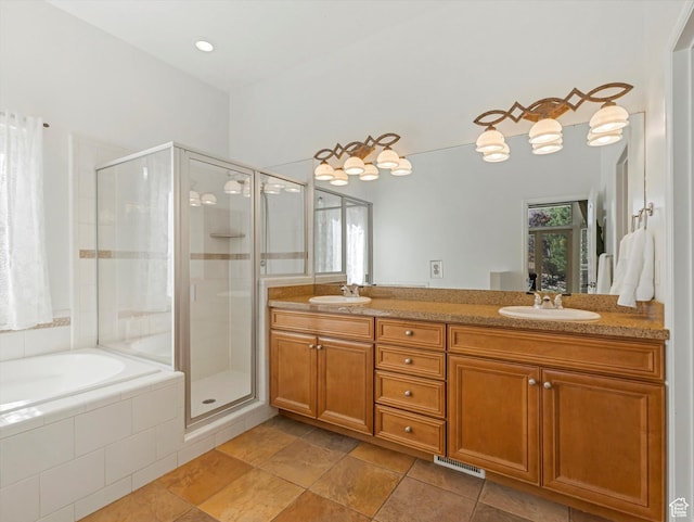 1639 E Lone Oak Dr, Draper, UT 84020 - bathroom featuring a shower stall, a bath, and double vanity