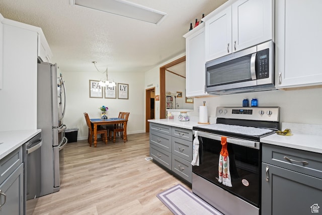 10 E 200 N, La Verkin, UT 84745 - kitchen featuring appliances with stainless steel finishes, gray cabinetry, light countertops, and light wood-style floors
