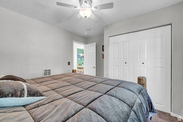 1624 Pine Cone Cir, Coalville, UT 84017 - bedroom with carpet flooring, a closet, and ceiling fan