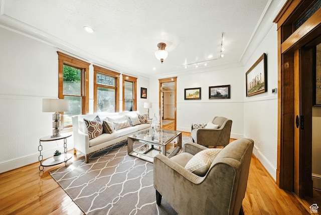 1734 E Spring Ln, Holladay, UT 84117 - living area with ornamental molding, wood finished floors, and track lighting