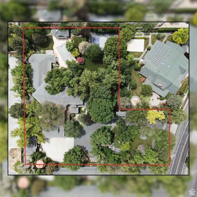 1734 E Spring Ln, Holladay, UT 84117 - aerial perspective of suburban area featuring property boundaries highlighted