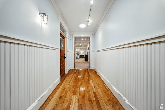 1734 E Spring Ln, Holladay, UT 84117 - hall with crown molding, wainscoting, and light wood-style floors