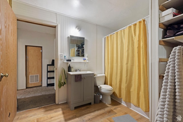 615 E 420 N, Provo, UT 84606 - bathroom with vanity, wood finished floors, and curtained shower