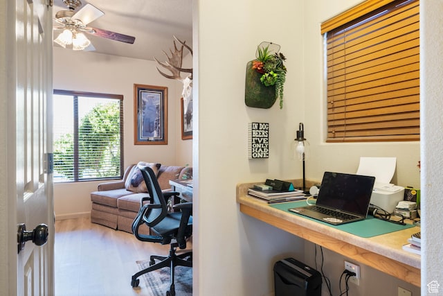 2469 W 840 N, Hurricane, UT 84737 - home office featuring wood finished floors and ceiling fan