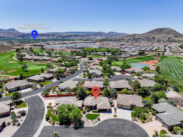 2469 W 840 N, Hurricane, UT 84737 - aerial perspective of suburban area featuring a golf course and a water and mountain view