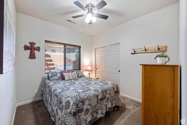 2469 W 840 N, Hurricane, UT 84737 - bedroom with carpet floors, a closet, and a ceiling fan