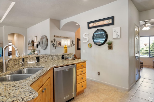 2469 W 840 N, Hurricane, UT 84737 - kitchen featuring dishwasher, arched walkways, and light tile patterned flooring