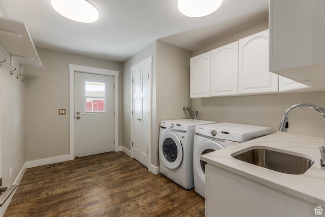 266 Old Ranch Rd W, Park City, UT 84098 - laundry room featuring washing machine and clothes dryer, cabinet space, and dark wood finished floors