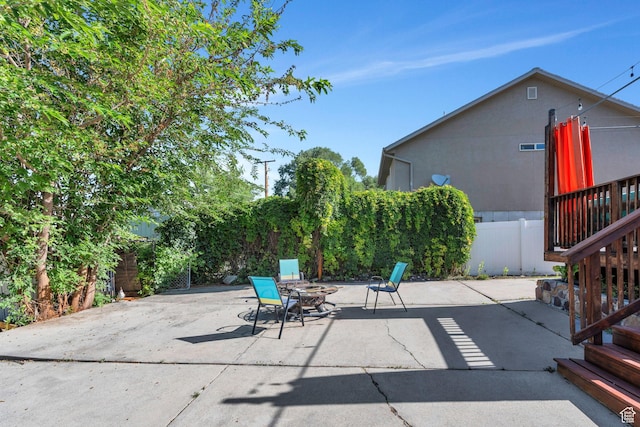 780 Loader Dr, Pleasant Grove, UT 84062 - view of patio / terrace featuring a fire pit and stairs