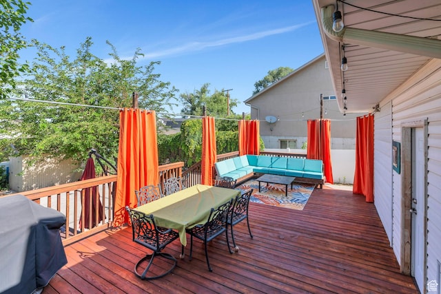 780 Loader Dr, Pleasant Grove, UT 84062 - wooden deck with an outdoor living space, a grill, and outdoor dining space