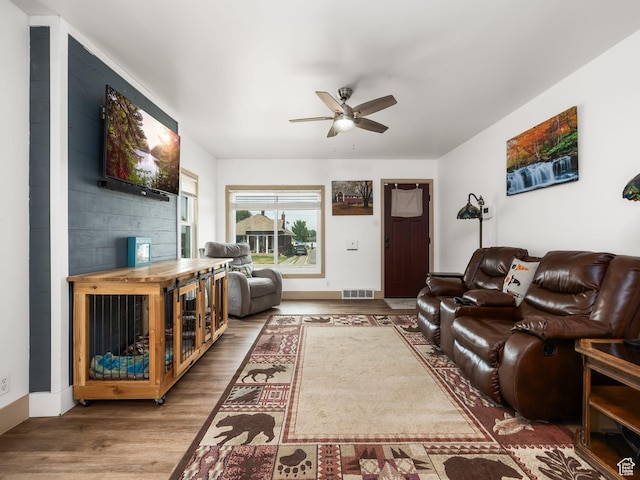 1116 S Liberty Ave, Ogden, UT 84404 - living area with a ceiling fan and wood finished floors