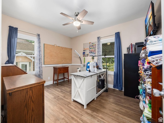 1116 S Liberty Ave, Ogden, UT 84404 - office area with a ceiling fan and light wood-style flooring