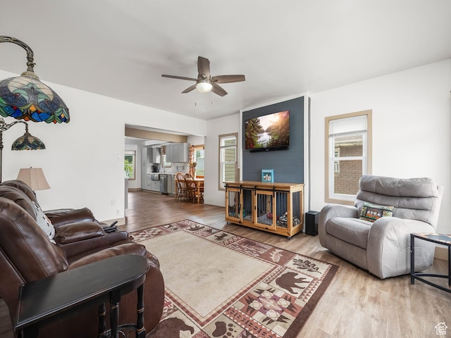1116 S Liberty Ave, Ogden, UT 84404 - living room featuring wood finished floors and ceiling fan