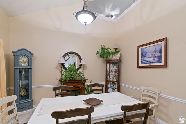 969 S Cove Rd, Saratoga Springs, UT 84045 - dining space with baseboards and ornamental molding