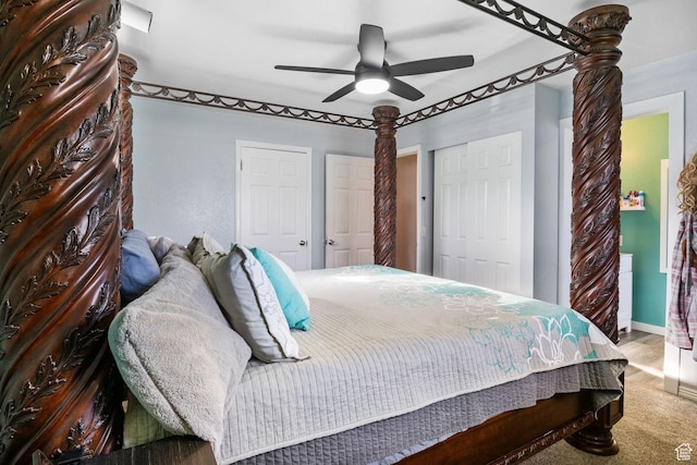 4895 W Pavant Ave, West Valley City, UT 84120 - bedroom with carpet floors, ceiling fan, and multiple closets