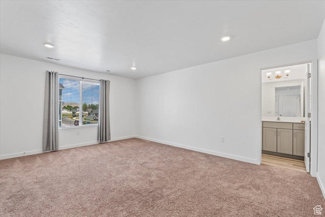 1734 E Muss Dr, Eagle Mountain, UT 84005 - empty room with light carpet, recessed lighting, and a chandelier