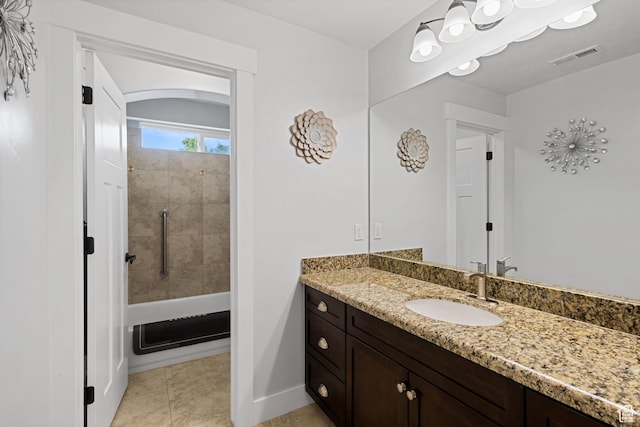 6923 W Long Ridge Dr S, Herriman, UT 84096 - bathroom featuring vanity, shower / tub combination, and tile patterned flooring