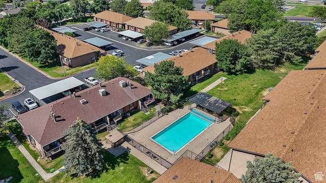 5667 S Aspen Ct E, South Ogden, UT 84403 - aerial perspective of suburban area with a pool