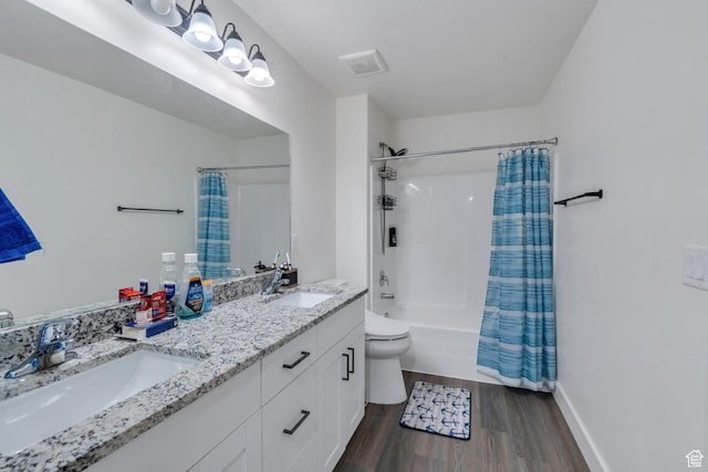 128 E 840 N, Santaquin, UT 84655 - full bathroom with wood finished floors, shower / bath combo with shower curtain, and double vanity