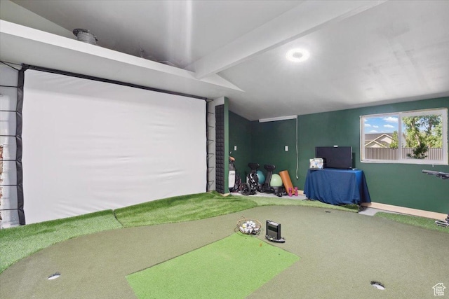 2494 E Murray Holladay Rd S, Holladay, UT 84117 - game room featuring carpet flooring and golf simulator