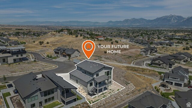 7233 W Summit Top Ln, Herriman, UT 84096 - aerial view of property's location with a mountainous background and nearby suburban area