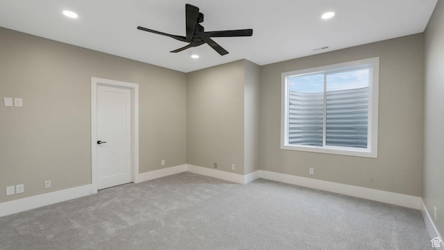 7233 W Summit Top Ln, Herriman, UT 84096 - carpeted spare room with a ceiling fan and recessed lighting