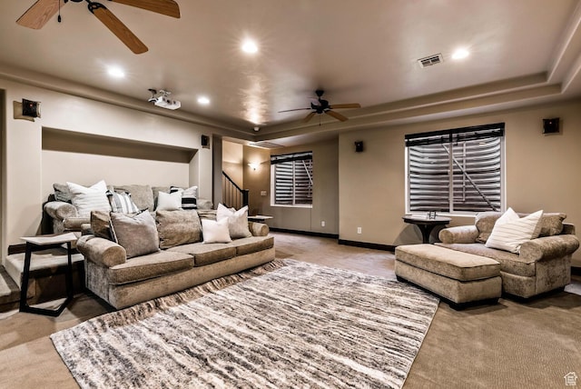 4962 W Boulder Vw, Hurricane, UT 84737 - home theater room featuring ceiling fan, recessed lighting, and light colored carpet