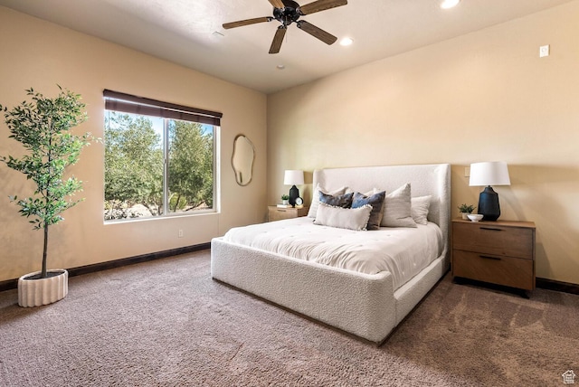 4962 W Boulder Vw, Hurricane, UT 84737 - bedroom featuring carpet flooring, recessed lighting, and ceiling fan