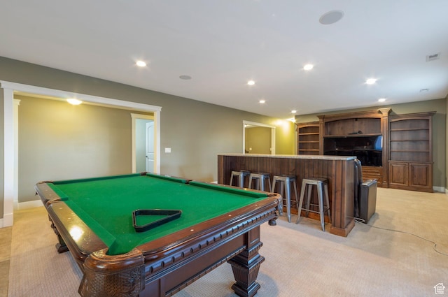 4948 W 4025 S, West Haven, UT 84401 - recreation room with light carpet, bar area, billiards table, and recessed lighting