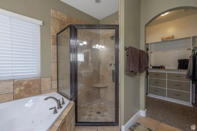 4948 W 4025 S, West Haven, UT 84401 - full bathroom with a tub with jets, a stall shower, and tile patterned flooring