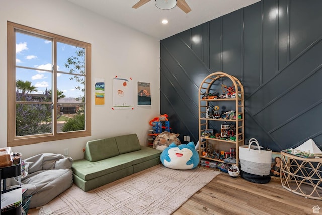 3214 S Red Sands Way, Hurricane, UT 84737 - game room with wood finished floors, ceiling fan, and recessed lighting